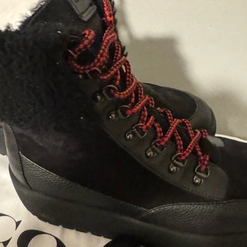 Coach Combat Black and Red Winter Boots Size 10